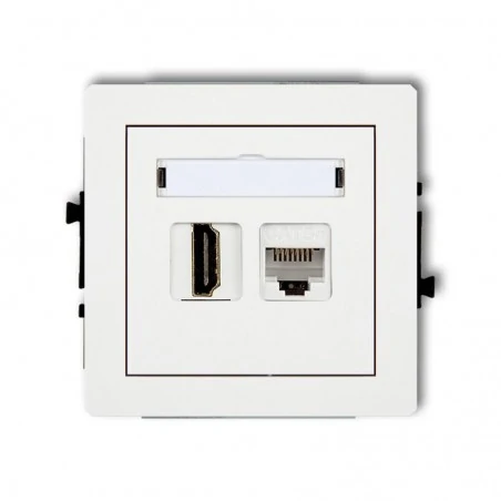 Gniazda-hdmi - białe gniazdo hdmi z gniazdem komputerowym 1xrj45 dghk deco karlik 