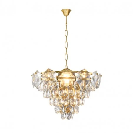 Lampy-sufitowe - żyrandol złoty pokryty kryształkami 6xe14 selena ml5988 eko-light 