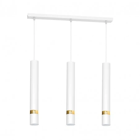 Lampy-sufitowe - biała lampa sufitowa potrójna ze złotymi zdobieniami 3xgu10 joker mlp6082 eko-light 