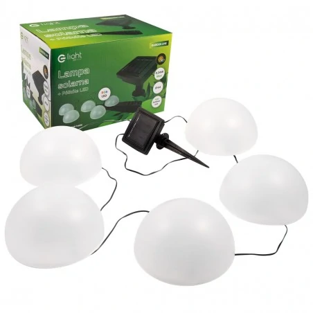 Lampy-solarne - lampa solarna wbijana girlanda ogrodowa białe półkule z kolorowym światłem eko0450 eko-light 