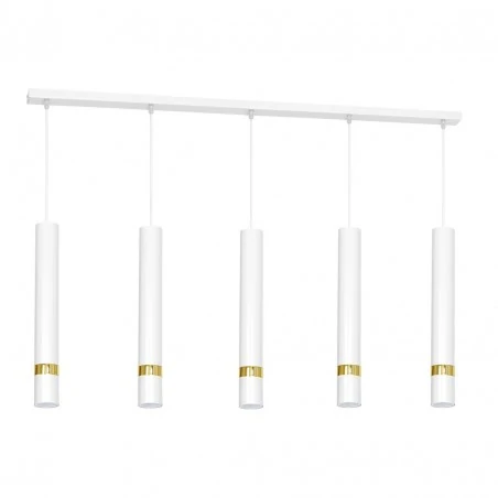 Lampy-sufitowe - biała lampa wisząca na pięć żarówek gu10 joker mlp6122 eko-light 