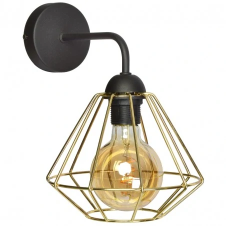 Kinkiety-do-salonu - kinkiet ze złotym geometrycznym kloszem na żarówkę e27 lupo mlp6269 eko-light 