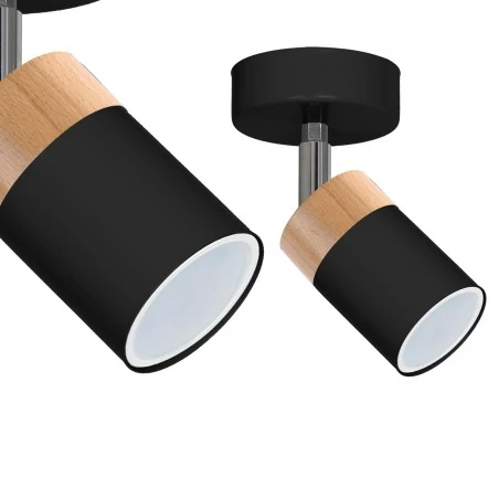 Kinkiety-do-salonu - czarny kinkiet na żarówkę gu10 joker black/wood mlp6303 eko-light 