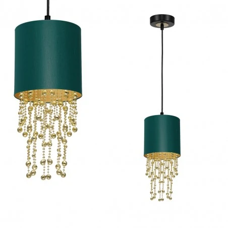 Lampy-sufitowe - lampa wisząca butelkowa zieleń złoto glamour almeria green/gold 1xe27 eko-light 