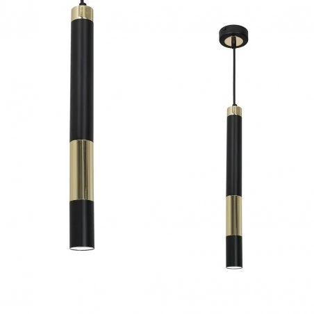 Lampy-sufitowe - lampa wisząca tuba czarno-złota nad wyspę kuchenną gu10 dallas eko-light 