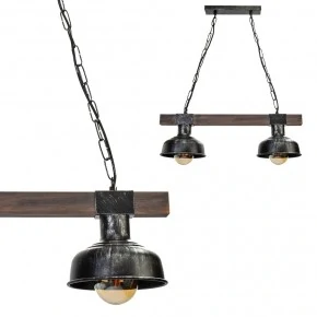 Lampa wisząca FARO BLACK / WOOD 2xE27 60W