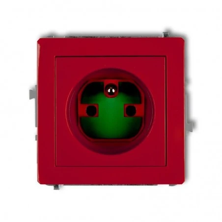 Gniazda-elektryczne - dgzk gniazdo pojedyncze 2p+z data z kluczem 1x z/u, czerwony karlik deco 