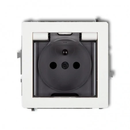 Gniazda-elektryczne - dgpb-1zd gniazdo bryzgoszczelne 2p+z (klapka dymna) ip44 karlik deco 