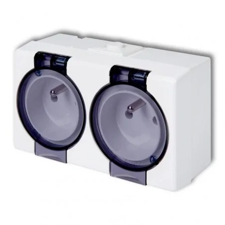 Gniazda-elektryczne - ghs-2nd kontakt gniazdo podwójne 2x(2p+z) (klapka dymna) ip44 natykowy senior karlik 