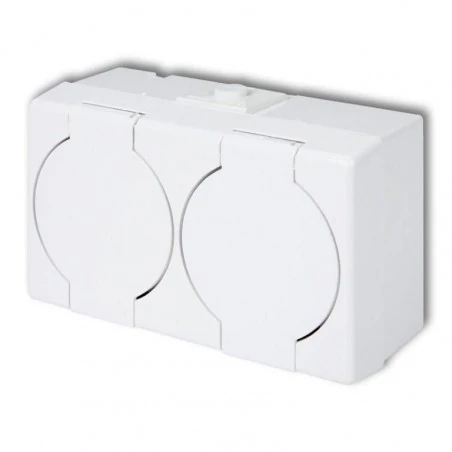 Gniazda-elektryczne - ghs-2n kontakt z klapką gniazdo podwójne (klapka biała)ip44 natykowy senior karlik 