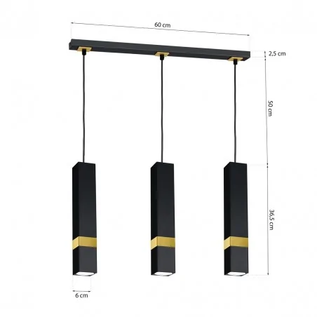 Lampy-sufitowe - potrójna lampa wisząca czarny/złoty 3xgu10 vidar mlp6280 eko-light 