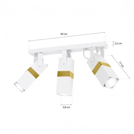 Lampy-sufitowe - spot oświetleniowy sufitowy potrójny biały/złoty vidar mlp6274 eko-light 