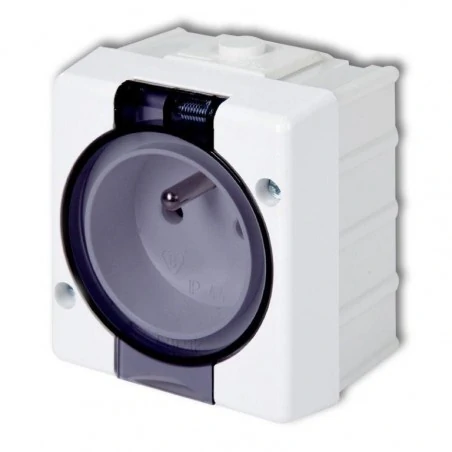 Gniazda-elektryczne - ghs-1d kontakt elektryczny z klapką 2p+z (klapka dymna) ip44 natykowy senior karlik 