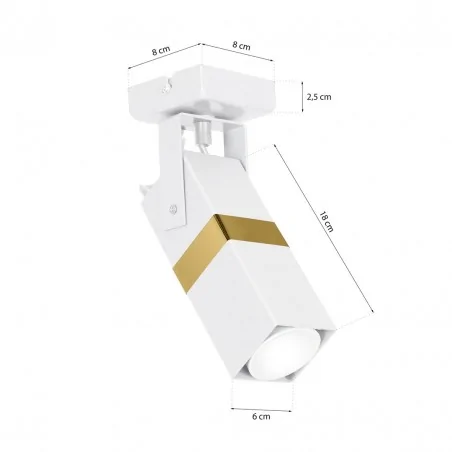 Kinkiety-do-salonu - kinkiet biały ze złotym paskiem 1xgu10 vidar mlp6273 eko-light 
