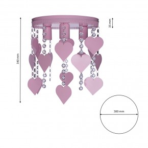 Lampy-sufitowe - fioletowa lampa sufitowa na trzy żarówki e27 wiszące serduszka z kryształkami corazon mlp1149 eko-light 