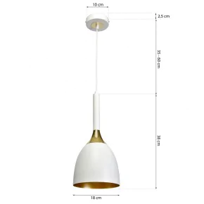 Lampy-sufitowe - biała lampa wisząca sufitowa ze złotym wnętrzem 1xe27 clark mlp6219 eko-light 