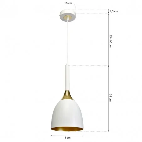 Lampy-sufitowe - biała lampa wisząca sufitowa ze złotym wnętrzem 1xe27 clark mlp6219 eko-light 