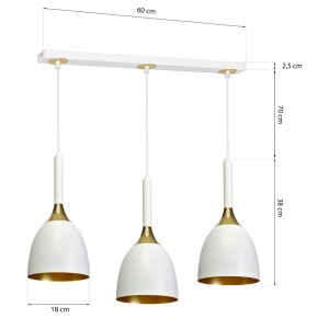 Lampy-sufitowe - potrójna lampa sufitowa wisząca biały/złoty 3xe27 clark mlp6220 eko-light 