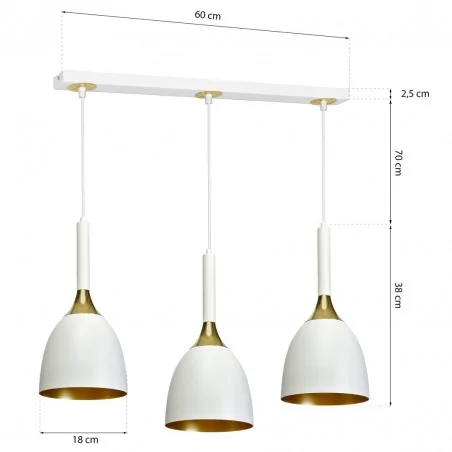 Lampy-sufitowe - potrójna lampa sufitowa wisząca biały/złoty 3xe27 clark mlp6220 eko-light 