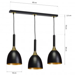 Lampy-sufitowe - potrójna lampa wisząca w kolorze czarnym ze złotym wnętrzem 3xe27 clark mlp6222 eko-light 