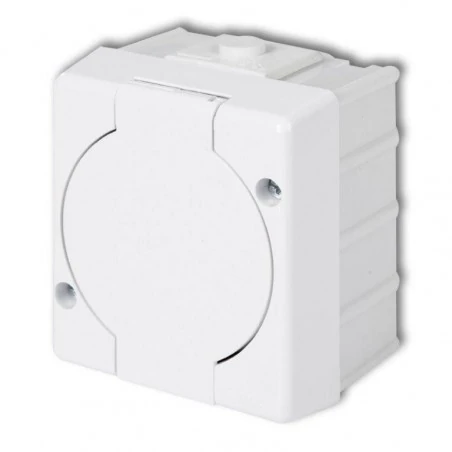 Gniazda-elektryczne - ghs-1 kontakt z klapką gniazdo pojedyncze 2p+z (klapka biała) ip44 natynkowy senior karlik 