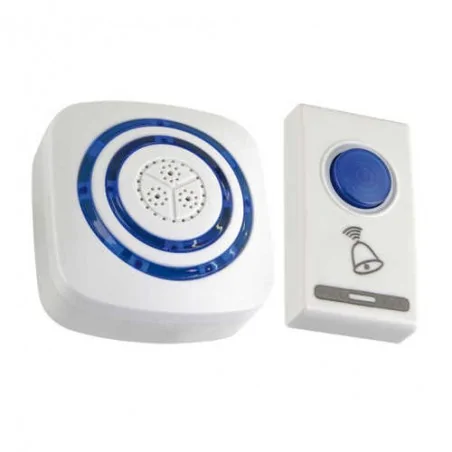 Dzwonki-do-drzwi-bezprzewodowe - dzwonek bezprzewodowy z regulacją głośności biało-niebieski nutka 03893 ideus 