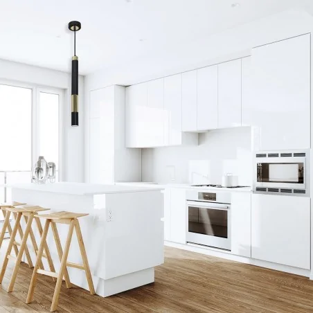 Lampy-sufitowe - lampa wisząca tuba czarno-złota nad wyspę kuchenną gu10 dallas eko-light 