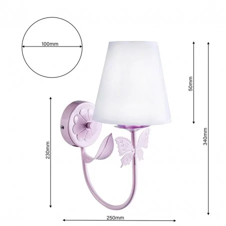 Oswietlenie-do-pokoju-dzieciecego - kinkiet różowy do pokoju dziecka z motylkiem e14 alice pink eko-light 