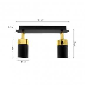 Lampy-sufitowe - podwójna lampa sufitowa regulowana czarny/złoty 2xgu10 joker mlp6124 eko-light 