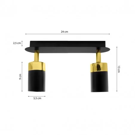 Lampy-sufitowe - podwójna lampa sufitowa regulowana czarny/złoty 2xgu10 joker mlp6124 eko-light 