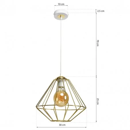 Lampy-sufitowe - biała lampa sufitowa ze złotym geometrycznym kloszem e27 lupo mlp6266 eko-light 