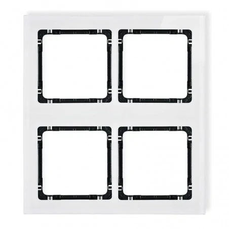 Ramki-poczworne - ramka modułowa poczwórna z efektem szkła w kolorze białym z czarnym spodem deco 0-12-drsm-2x2 karlik 