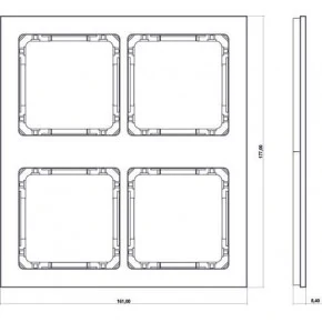 Ramki-poczworne - ramka poczwórna modułowa z efektem szkła szara/spód czarny deco 15-12-drsm-2x2 karlik 