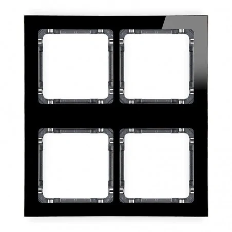 Ramki-poczworne - ramka poczwórna modułowa z efektem szkła czarna z grafitowym spodem deco 12-11-drsm-2x2 karlik 