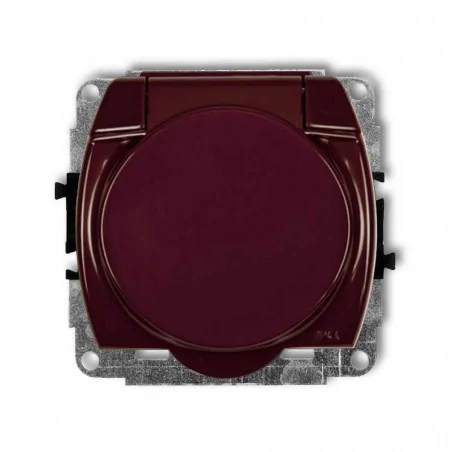 Gniazda-elektryczne - brązowe gniazdo elektryczne z klapką do łazienki trend 4gpb-1z karlik 