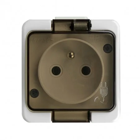 Gniazda-pojedyncze-natynkowe - gniazdo pojedyncze natynkowe z klapką dymną z uziemieniem nt-16sl smart abex 