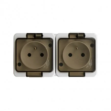 Gniazda-podwojne-natynkowe - gniazdo podwójne natynkowe z klapką dymną ip44 nt-6sl smart abex 