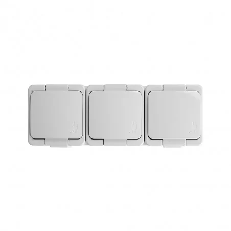 Gniazda-potrojne-natynkowe - gniazdo potrójne hermetyczne z klapką białą ip44 nt-316s smart abex 