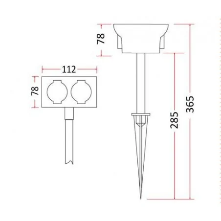 Gniazda-elektryczne - wbijany przedłużacz do ogrodu na 4 gniazda pw-2/4 rum-lux 