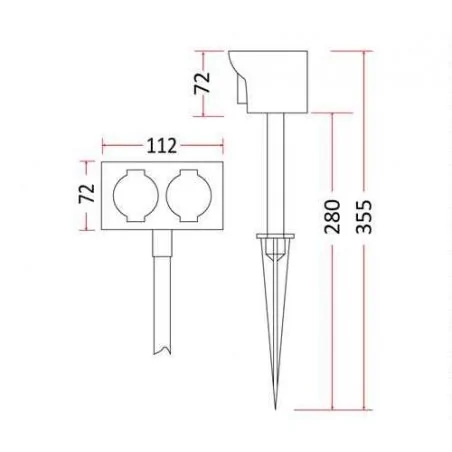 Gniazda-elektryczne - przedłużacz ogrodowy wbijany na 2 gniazda pw-1/2 rum-lux 