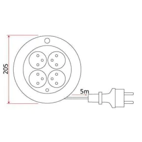 Przedluzacze-bebnowe - przedłużacz zwijany w kasecie 4 gniazda 5 m ps/0011 rum-lux 