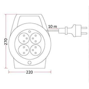 Przedluzacze-bebnowe - przedłużacz nawijany w kasecie 4 gniazda 10m pk-1 rum-lux 