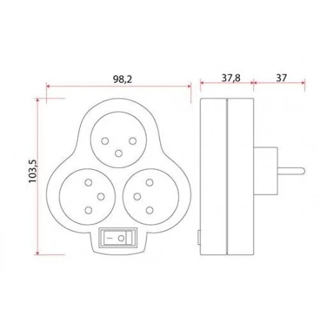 Rozgalezniki - rozgałęźnik z wyłącznikiem 3 gniazda z/u z-9 rum-lux 