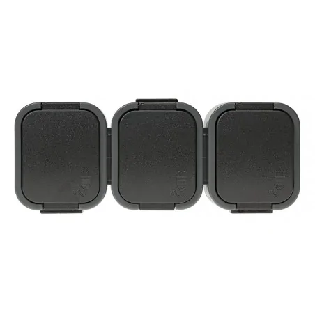 Gniazda-potrojne-natynkowe - gniazdo bryzgoszczelne potrójne natynkowe ip54 z klapką w kolorze czarnym nt-316 b2 9002160 abex 