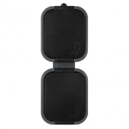 Gniazda-podwojne-natynkowe - pionowe gniazdo natynkowe szare z klapką w kolorze czarnym ip54 b2 nt-6b2/p abex 