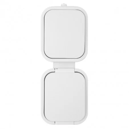 Gniazda-podwojne-natynkowe - gniazdo pojedyncze z klapką+włącznik jednobiegunowy białe pionowe n/t b2 gwn-b2/p abex 