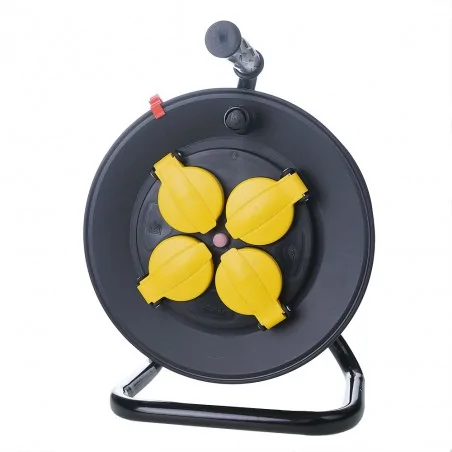 Przedluzacze-bebnowe - nawijak bębnowy do przewodu mały ip44 4 gniazda 25m ps/0025 rum-lux 