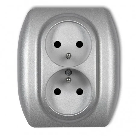 Gniazda-elektryczne - gniazdo podwójne z uziemieniem srebrne z ramką trend 7gp-2zp karlik 