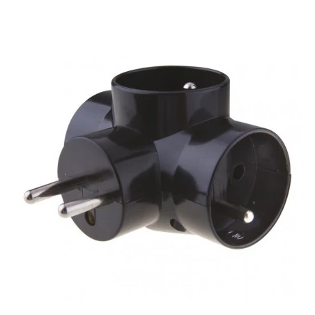 Rozgalezniki - rozgałęźnik potrójny czarny złodziejka 3×2p + pe p0030 emos 