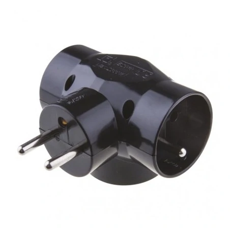 Rozgalezniki - rozgałęźnik potrójny czarny złodziejka 3×2p + pe p0030 emos 